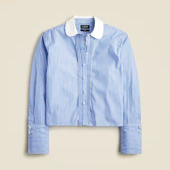 J crew Slight Cropped garçon shirt with pearl buttons in stripe Size 6 NWT - Picture 3 of 10